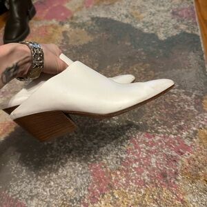 White leather Vince mules
